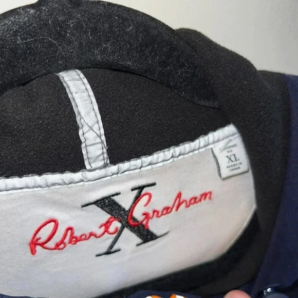 Robert Graham 1/4 Zip Hoodie Navy Blue XL - Picture 3 of 7